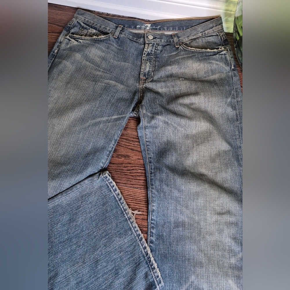 7 For All Mankind Men's Light Blue Bootcut Jeans - Picture 12 of 15